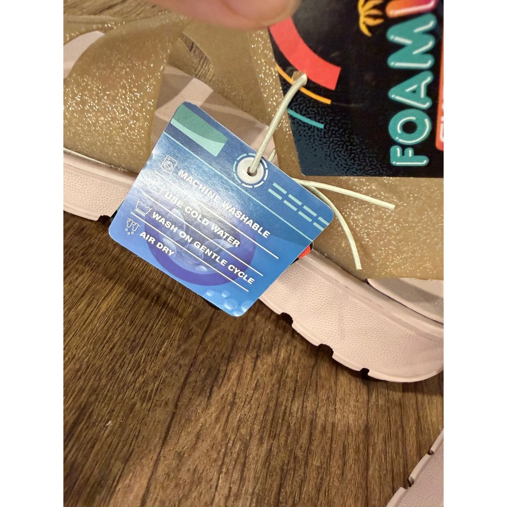 Skechers Foamies Glitter Jelly Sandals‎ Platform Women Size 7 Gold Pink Washable - Picture 8 of 12